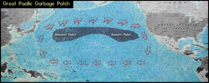 great pacific garbage patch map