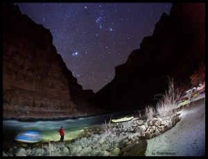 Paddling the Grand Canyon - light painting